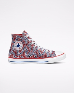 Converse Logo Play Chuck Taylor All Star Bayan Uzun Ayakkabı Kırmızı/Beyaz/Mavi | 3156849-Türkiye